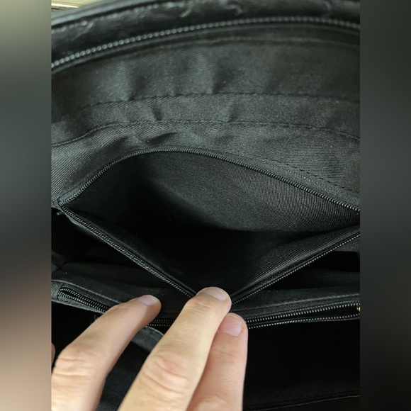 Crossi Black Faux Ostrich Black Handbag with Bow Shoulder Strap Crossbody - Picture 11 of 11